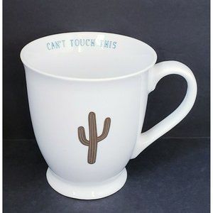 White & Gold "Can't Touch This" Cactus Coffee Mug Cup